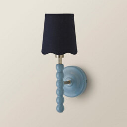 Valuelights Bobbin Blue Wall Light With Navy Linen Scallop Shade - thumbnail 4