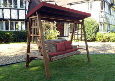 Charles Taylor Trading Dorset Three Seat Swing - W225 X D124 X H196 - Fully Assembled - Burgundy - image 1