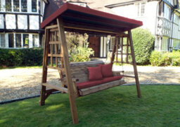 Charles Taylor Trading Dorset Three Seat Swing - W225 X D124 X H196 - Fully Assembled - Burgundy - thumbnail 1