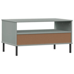 Vidaxl Coffee Table With Metal Legs Grey 85X50X45 Cm Solid Wood Oslo - thumbnail 7