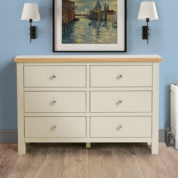 Farro Cream 6 Drawer Chest Fully Assembled - Painted With Oak Top By Roseland Furniture - thumbnail 3
