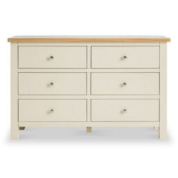 Farro Cream 6 Drawer Chest Fully Assembled - Painted With Oak Top By Roseland Furniture - thumbnail 4