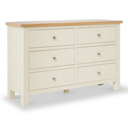 Farro Cream 6 Drawer Chest Fully Assembled - Painted With Oak Top By Roseland Furniture