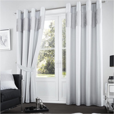 Gc Gaveno Cavailia Shiny Stripe Aura Curtains 66X72 Silver For Living Room Ring Top Window Panels With Matching Tie Backs - image 1