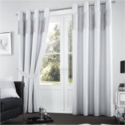 Gc Gaveno Cavailia Shiny Stripe Aura Curtains 66X72 Silver For Living Room Ring Top Window Panels With Matching Tie Backs - thumbnail 1