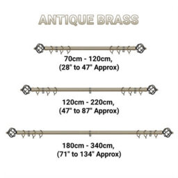 A.unique Home Twisted Metal Extendable Curtain Pole With Rings And Fittings (25/28mm) - Antique Brass , 70Cm - 120Cm  Approx - thumbnail 6