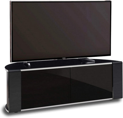 "Mda Designs Sirius 1200 Black Remote Friendly Beam Thru Glass Door Up To 55"" Lcd/plasma/led Cabinet Tv Stand" - image 1