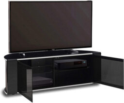 "Mda Designs Sirius 1200 Black Remote Friendly Beam Thru Glass Door Up To 55"" Lcd/plasma/led Cabinet Tv Stand" - thumbnail 5
