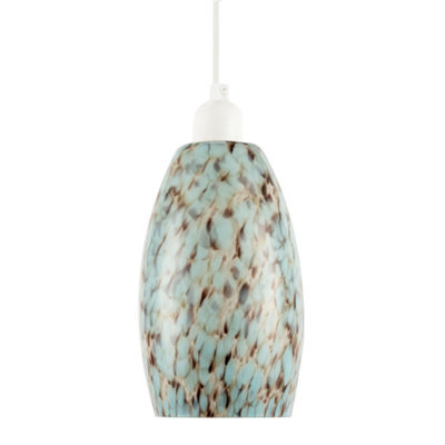 Happy Homewares Modern Duck Egg Marble Speckle Effect Glass Cylindrical Pendant Shade - image 1