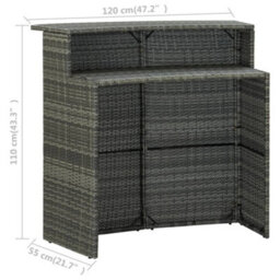 Walplus Garden Bar Table Grey 120X55X110 Cm Poly Rattan - thumbnail 8