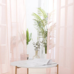Deconovo Soild Eyelet Semi Transparent Net Curtains Super Soft Voile Curtains Decorative Sheer Curtans 55 X 72 Inch Pink 2 Panels - thumbnail 3