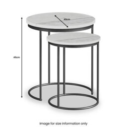 Pimlico White Marble Nest Of Tables - Dark Grey Metal Frame- Set Of 2 By Roseland Furniture - thumbnail 5