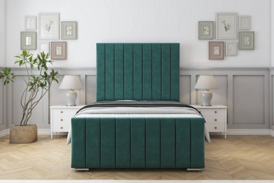 "Sloomy California Emerald Plush Bed Frame With 50"" Upholstered Headboard 3' Single" - image 1