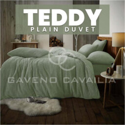 Gc Gaveno Cavailia Teddy Fleece Double Sage Green Duvet Set With Matching Pillowcase Fluffy Warm & Cosy Super Soft Bedding Set - thumbnail 2
