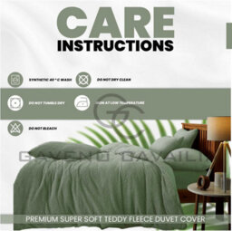Gc Gaveno Cavailia Teddy Fleece Double Sage Green Duvet Set With Matching Pillowcase Fluffy Warm & Cosy Super Soft Bedding Set - thumbnail 6