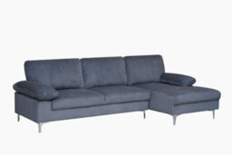 SquareBoxx Venossa L Shaped Corner Sofa With Chaise Lounge A 4 Seater Modern Jumbo Cord Sofa, Deep Seat Comfort, Plush Cushions & Chrome Legs