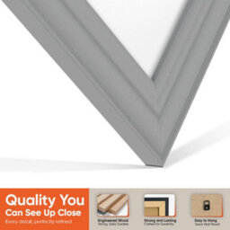 "AK Frames 25X17"" Light Grey Classic Vinyl Record Frame With White Mount For 12 Inch Lp Cover & Disc - Overlapped Design" - thumbnail 3