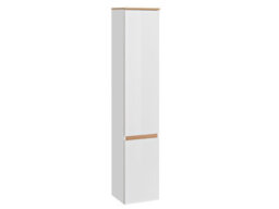 Impact Furniture Tall Slim Bathroom Cabinet Wall Hung Storage Unit Modern Scandi Shelving White Gloss Oak Plat - thumbnail 6