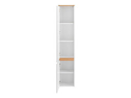 Impact Furniture Tall Slim Bathroom Cabinet Wall Hung Storage Unit Modern Scandi Shelving White Gloss Oak Plat - thumbnail 7