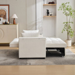 Matteo Beige 2-Seater Click Clack Pull-Out Sofa Bed With Usb Ports, Cup Holders & Adjustable Backrest - thumbnail 4