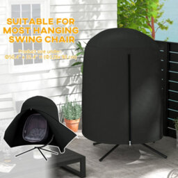 Outsunny Hanging Egg Chair Cover Garden Swing Chair Cover Waterproof, Black - thumbnail 4