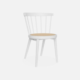 Sweeek - Pair Of Wood And Cane Dining Chairs White 54X54X76.5 Cm - Nora - thumbnail 2