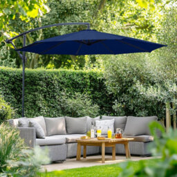 Rinse Bathrooms Blue Patio Parasol Cantilever Hanging Garden Beach Banana Umbrella Uv Protection 3M - thumbnail 1