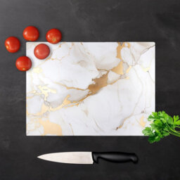 Warren Reed Designer White Marble With Gold Glass Chopping Board - thumbnail 3