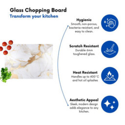 Warren Reed Designer White Marble With Gold Glass Chopping Board - thumbnail 2