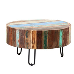 Wyld Haus Seattle Reclaimed Wood And Metal Drum Coffee Table - thumbnail 5