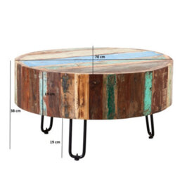 Wyld Haus Seattle Reclaimed Wood And Metal Drum Coffee Table - thumbnail 6