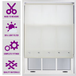 Made To Measure Daylight Roller Blind With Chrome Round Eyelets By Furnished - Cream (W)150Cm X (L)165Cm
