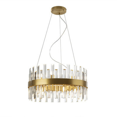 Luminosa Lighting Luminosa Grace 14 Light Pendant Ceiling Light Brushed Gold, Transparent, G9 - Uk Stock - image 1
