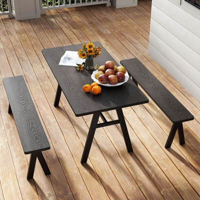 Costway 3 Pieces Outdoor Picnic Table And Benches Set Patio Dining Set - image 1