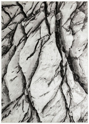 Silver Grey Abstract Funky Modern Rug Easy To Clean Living Room Bedroom And Dining Room -160Cm X 220Cm - image 1
