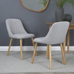 Emilia Dining Chairs In Premium Textured Linen Set Of 2 Grey