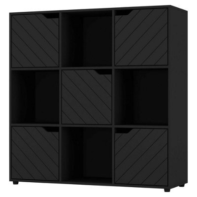 Urbn-Living White 9-Cube Shelving Unit With Lined Doors - image 1