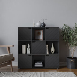 Urbn-Living White 9-Cube Shelving Unit With Lined Doors - thumbnail 3