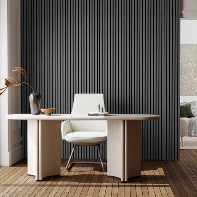 AVER-GROWTH Set Of 2 Wooden Modern Acoustic Wall Panels 120 X 60 Cm - Light Grey Oak Finish - image 1