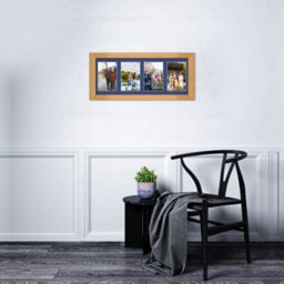 AK Frames 50X20Cm Country Pine Classic Multi Photo Frame With Blue Mount - Holds 4 Apertures (4X) 6X4 Photos - thumbnail 3