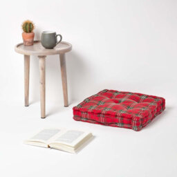 Homescapes Cotton Edward Tartan Floor Cushion, 40 X 40 Cm - thumbnail 2
