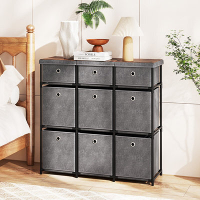Costway Chest Of Drawers Metal Frame Storage Organizer Unit W/9 Drawers-Grey - image 1
