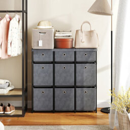 Costway Chest Of Drawers Metal Frame Storage Organizer Unit W/9 Drawers-Grey - thumbnail 4