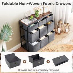 Costway Chest Of Drawers Metal Frame Storage Organizer Unit W/9 Drawers-Grey - thumbnail 8