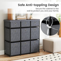 Costway Chest Of Drawers Metal Frame Storage Organizer Unit W/9 Drawers-Grey - thumbnail 9