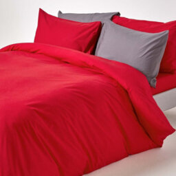 Homescapes Red Egyptian Cotton Duvet Cover With Pillowcases 200 Tc, Super King - thumbnail 5