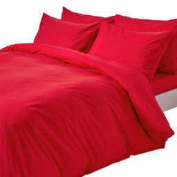 Homescapes Red Egyptian Cotton Duvet Cover With Pillowcases 200 Tc, Super King - thumbnail 1