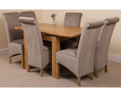 That's Furniture Richmond 90Cm - 150Cm Square Oak Extending Dining Table And 6 Chairs Dining Set With Montana Grey Fabric Chairs - image 1