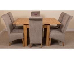 That's Furniture Richmond 90Cm - 150Cm Square Oak Extending Dining Table And 6 Chairs Dining Set With Montana Grey Fabric Chairs - thumbnail 2