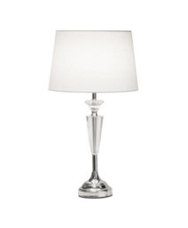 Lighting Supermarket Kwartz Modern Faceted Glass Crystal Chrome Table Lamp With Ivory Linen Shade - thumbnail 2